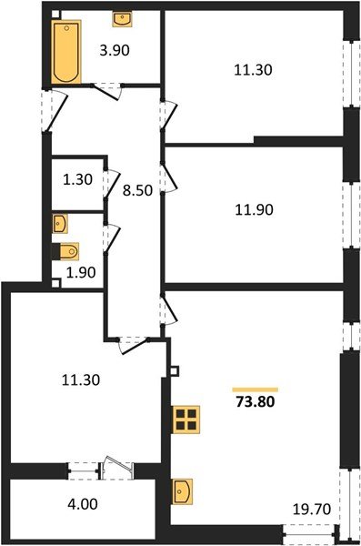 Фото №1: 3-комнатная квартира 73&nbsp;м², 1/16&nbsp;эт. - Краснодар, Прикубанский внутригородской округ, мкр. жилой комплекс Самолёт-6