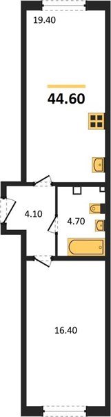 Фото №1: 1-комнатная квартира 44&nbsp;м², 1/16&nbsp;эт. - Краснодар, Прикубанский внутригородской округ, мкр. жилой комплекс Самолёт-6