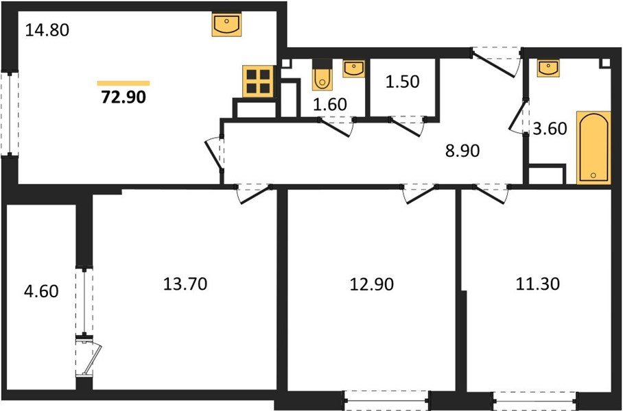 Фото №1: 3-комнатная квартира 72&nbsp;м², 10/16&nbsp;эт. - Краснодар, Прикубанский внутригородской округ, мкр. жилой комплекс Самолёт-6
