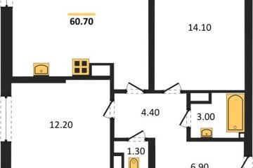 Фото №1: 2-комнатная квартира 60 м², 12/16 эт. - Краснодар, мкр. жилой комплекс Самолёт-6,