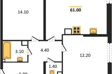 Фото №1: 2-комнатная квартира 61 м², 8/16 эт. - Краснодар, мкр. жилой комплекс Самолёт-6,