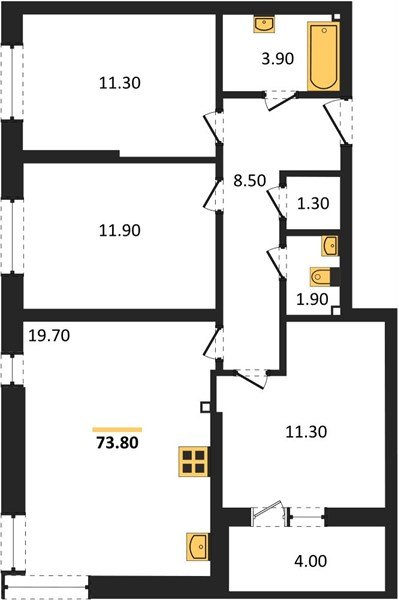 Фото №1: 3-комнатная квартира 73&nbsp;м², 1/16&nbsp;эт. - Краснодар, Прикубанский внутригородской округ, мкр. жилой комплекс Самолёт-6
