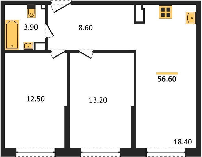 Фото №1: 2-комнатная квартира 56&nbsp;м², 4/16&nbsp;эт. - Краснодар, Прикубанский внутригородской округ, мкр. жилой комплекс Самолёт-6