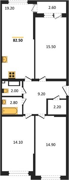 Фото №1: 3-комнатная квартира 82&nbsp;м², 9/16&nbsp;эт. - Краснодар, Прикубанский внутригородской округ, мкр. жилой комплекс Самолёт-6