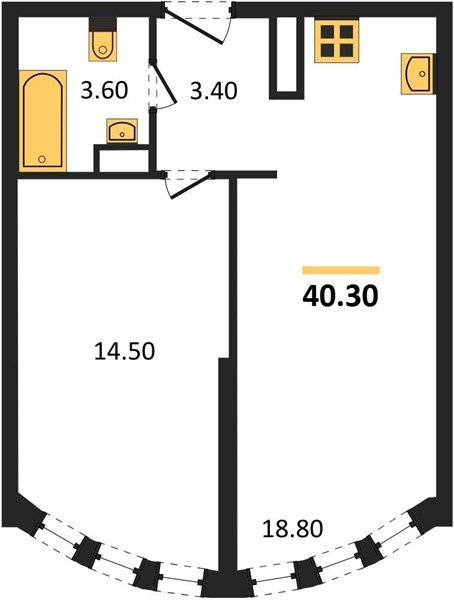 Фото №1: 1-комнатная квартира 40&nbsp;м², 13/16&nbsp;эт. - Краснодар, Прикубанский внутригородской округ, мкр. жилой комплекс Самолёт-6