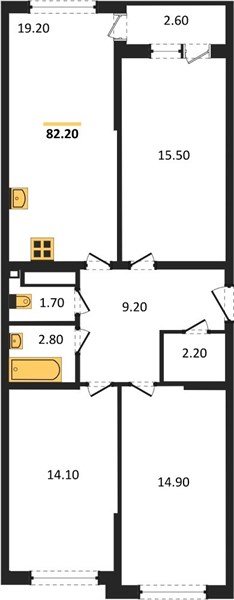 Фото №1: 3-комнатная квартира 82&nbsp;м², 11/16&nbsp;эт. - Краснодар, Прикубанский внутригородской округ, мкр. жилой комплекс Самолёт-6