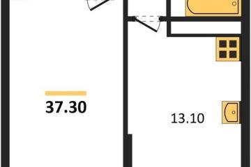 Фото №1: 1-комнатная квартира 37 м², 15/16 эт. - Краснодар, мкр. жилой комплекс Самолёт-6,
