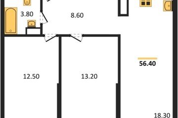 Фото №1: 2-комнатная квартира 56 м², 15/16 эт. - Краснодар, мкр. жилой комплекс Самолёт-6,