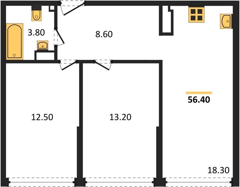 Фото №1: 2-комнатная квартира 56&nbsp;м², 15/16&nbsp;эт. - Краснодар, Прикубанский внутригородской округ, мкр. жилой комплекс Самолёт-6