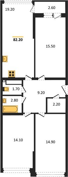 Фото №1: 3-комнатная квартира 82&nbsp;м², 15/16&nbsp;эт. - Краснодар, Прикубанский внутригородской округ, мкр. жилой комплекс Самолёт-6
