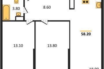Фото №1: 2-комнатная квартира 58 м², 16/16 эт. - Краснодар, мкр. жилой комплекс Самолёт-6,