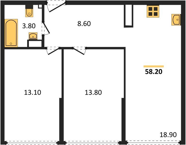 Фото №1: 2-комнатная квартира 58&nbsp;м², 16/16&nbsp;эт. - Краснодар, Прикубанский внутригородской округ, мкр. жилой комплекс Самолёт-6