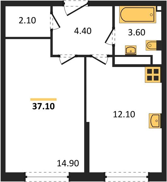 Фото №1: 1-комнатная квартира 37&nbsp;м², 13/16&nbsp;эт. - Краснодар, Прикубанский внутригородской округ, мкр. жилой комплекс Самолёт-6