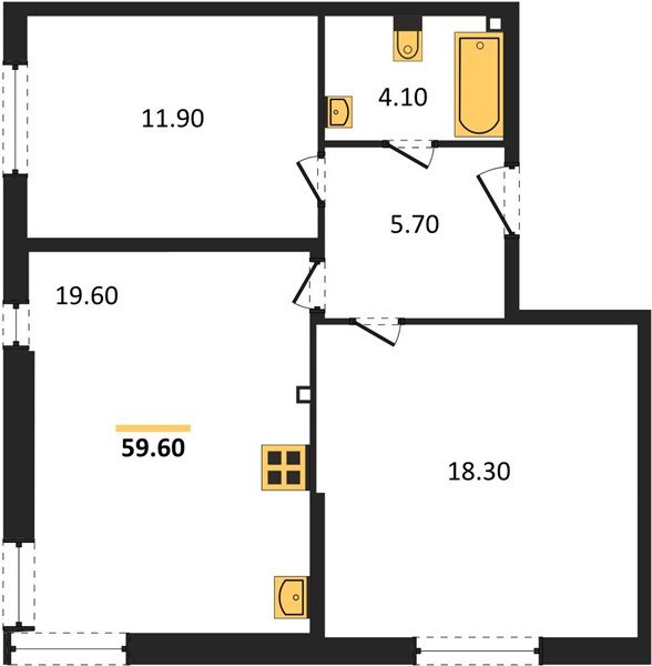Фото №1: 2-комнатная квартира 59&nbsp;м², 2/16&nbsp;эт. - Краснодар, Прикубанский внутригородской округ, мкр. жилой комплекс Самолёт-6