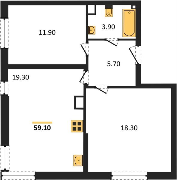 Фото №1: 2-комнатная квартира 59&nbsp;м², 7/16&nbsp;эт. - Краснодар, Прикубанский внутригородской округ, мкр. жилой комплекс Самолёт-6