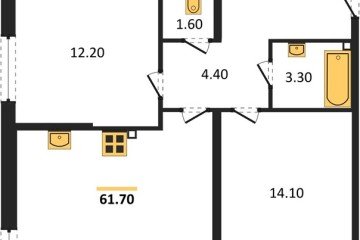 Фото №1: 2-комнатная квартира 61 м², 2/16 эт. - Краснодар, мкр. жилой комплекс Самолёт-6,