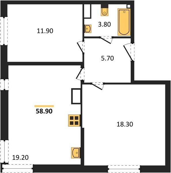 Фото №1: 2-комнатная квартира 58&nbsp;м², 12/16&nbsp;эт. - Краснодар, Прикубанский внутригородской округ, мкр. жилой комплекс Самолёт-6