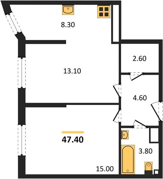 Фото №1: 2-комнатная квартира 47&nbsp;м², 12/16&nbsp;эт. - Краснодар, Прикубанский внутригородской округ, мкр. жилой комплекс Самолёт-6