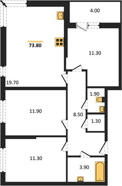 Фото №1: 3-комнатная квартира 73&nbsp;м², 2/16&nbsp;эт. - Краснодар, Прикубанский внутригородской округ, мкр. жилой комплекс Самолёт-6