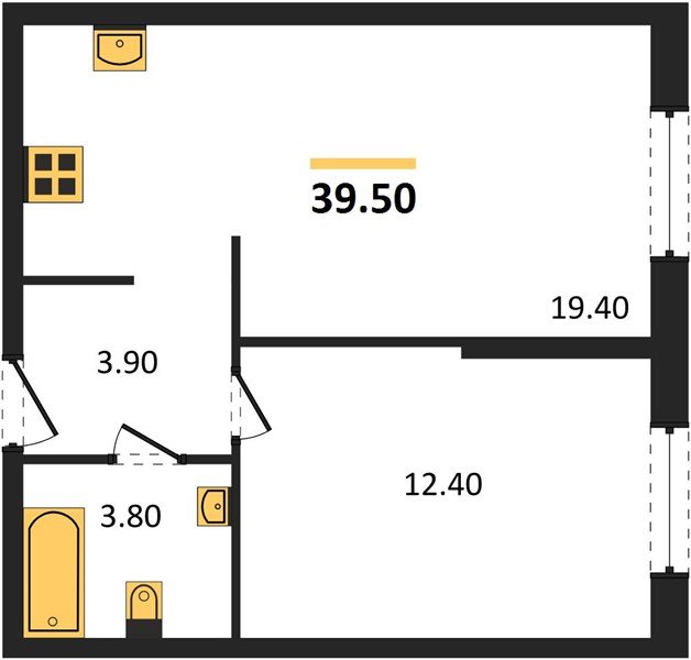 Фото №1: 1-комнатная квартира 39&nbsp;м², 2/16&nbsp;эт. - Краснодар, Прикубанский внутригородской округ, мкр. жилой комплекс Самолёт-6