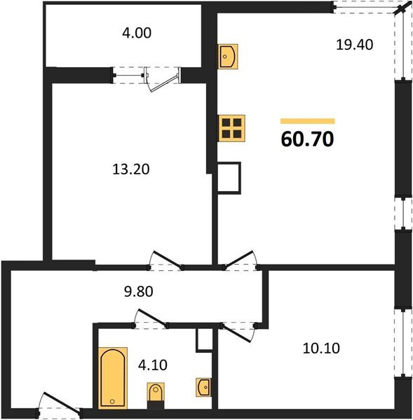 Фото №1: 2-комнатная квартира 60&nbsp;м², 3/16&nbsp;эт. - Краснодар, Прикубанский внутригородской округ, мкр. жилой комплекс Самолёт-6