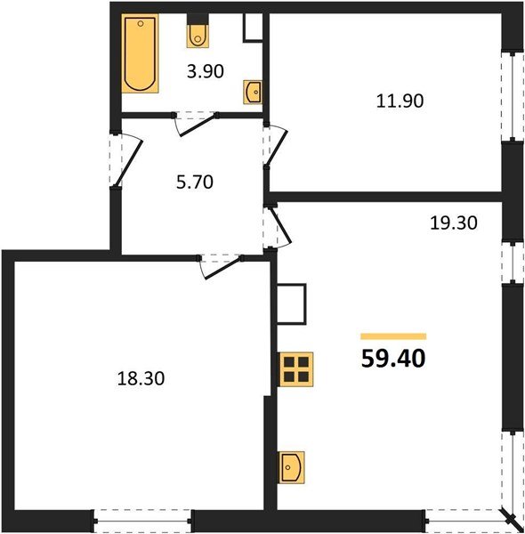 Фото №1: 2-комнатная квартира 59&nbsp;м², 3/16&nbsp;эт. - Краснодар, Прикубанский внутригородской округ, мкр. жилой комплекс Самолёт-6