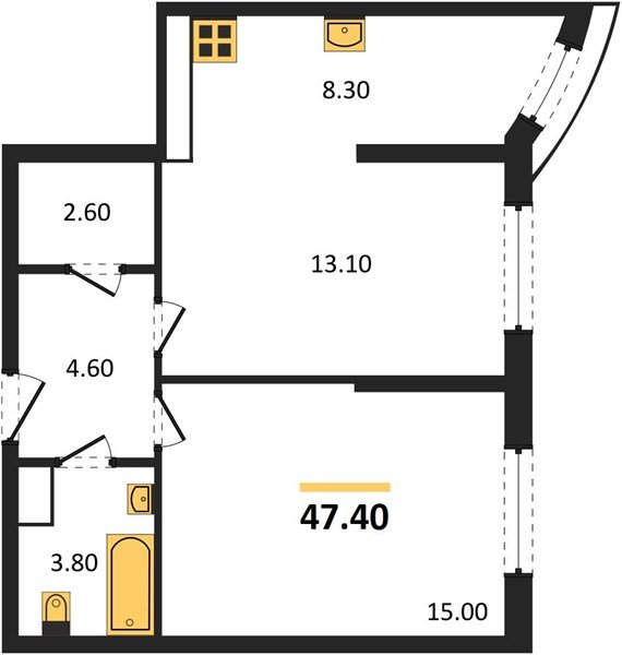 Фото №1: 2-комнатная квартира 47&nbsp;м², 12/16&nbsp;эт. - Краснодар, Прикубанский внутригородской округ, мкр. жилой комплекс Самолёт-6
