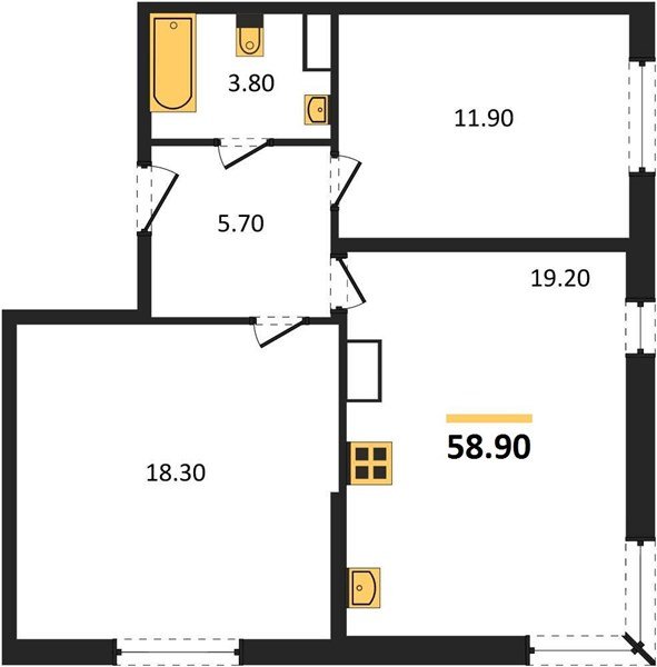 Фото №1: 2-комнатная квартира 58&nbsp;м², 13/16&nbsp;эт. - Краснодар, Прикубанский внутригородской округ, мкр. жилой комплекс Самолёт-6