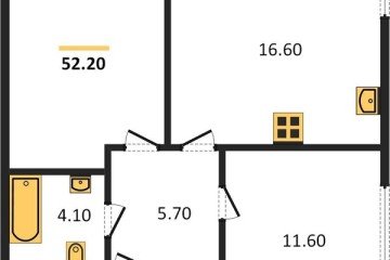 Фото №1: 2-комнатная квартира 52 м², 1/16 эт. - Краснодар, мкр. жилой комплекс Самолёт-6,
