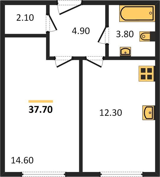 Фото №1: 1-комнатная квартира 37&nbsp;м², 1/16&nbsp;эт. - Краснодар, Прикубанский внутригородской округ, мкр. жилой комплекс Самолёт-6