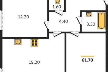 Фото №1: 2-комнатная квартира 61 м², 1/16 эт. - Краснодар, мкр. жилой комплекс Самолёт-6,