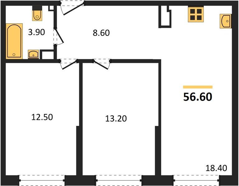 Фото №1: 2-комнатная квартира 56&nbsp;м², 2/16&nbsp;эт. - Краснодар, Прикубанский внутригородской округ, мкр. жилой комплекс Самолёт-6