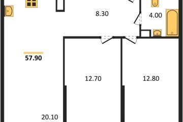 Фото №1: 2-комнатная квартира 57 м², 2/16 эт. - Краснодар, мкр. жилой комплекс Самолёт-6,