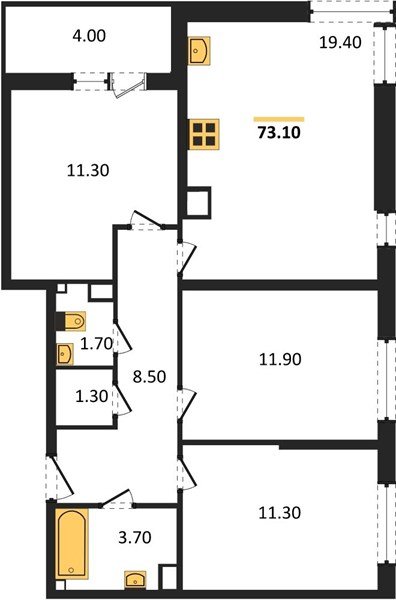 Фото №1: 3-комнатная квартира 73&nbsp;м², 9/16&nbsp;эт. - Краснодар, Прикубанский внутригородской округ, мкр. жилой комплекс Самолёт-6