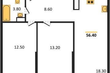 Фото №1: 2-комнатная квартира 56 м², 10/16 эт. - Краснодар, мкр. жилой комплекс Самолёт-6,
