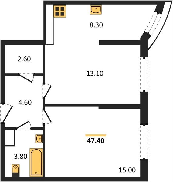 Фото №1: 2-комнатная квартира 47&nbsp;м², 12/16&nbsp;эт. - Краснодар, Прикубанский внутригородской округ, мкр. жилой комплекс Самолёт-6