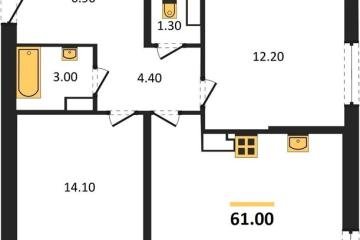 Фото №1: 2-комнатная квартира 60 м², 13/16 эт. - Краснодар, мкр. жилой комплекс Самолёт-6,