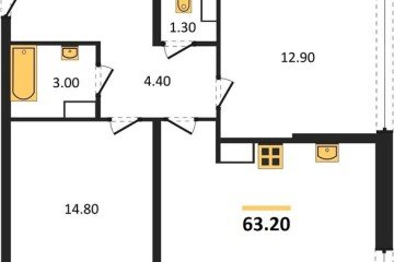 Фото №1: 2-комнатная квартира 63 м², 16/16 эт. - Краснодар, мкр. жилой комплекс Самолёт-6,
