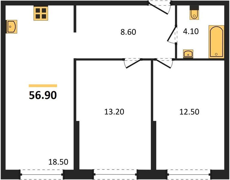 Фото №1: 2-комнатная квартира 56&nbsp;м², 2/16&nbsp;эт. - Краснодар, Прикубанский внутригородской округ, мкр. жилой комплекс Самолёт-6
