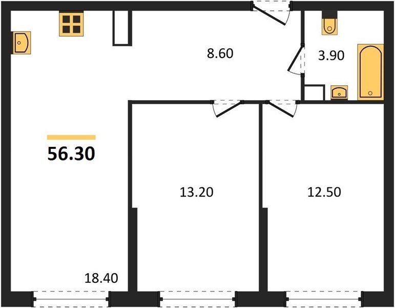 Фото №1: 2-комнатная квартира 56&nbsp;м², 3/16&nbsp;эт. - Краснодар, Прикубанский внутригородской округ, мкр. жилой комплекс Самолёт-6
