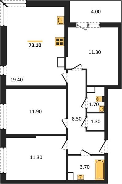 Фото №1: 3-комнатная квартира 73&nbsp;м², 3/16&nbsp;эт. - Краснодар, Прикубанский внутригородской округ, мкр. жилой комплекс Самолёт-6