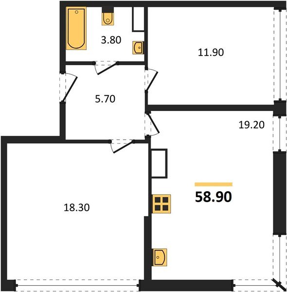 Фото №1: 2-комнатная квартира 58&nbsp;м², 15/16&nbsp;эт. - Краснодар, Прикубанский внутригородской округ, мкр. жилой комплекс Самолёт-6