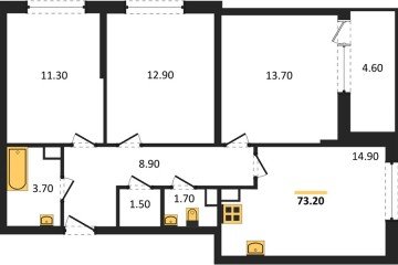 Фото №1: 3-комнатная квартира 73 м², 3/16 эт. - Краснодар, мкр. жилой комплекс Самолёт-6,