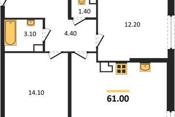 Фото №1: 2-комнатная квартира 61 м², 4/16 эт. - Краснодар, мкр. жилой комплекс Самолёт-6,