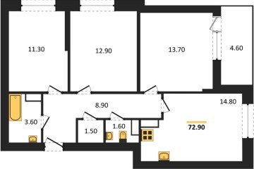Фото №1: 3-комнатная квартира 72 м², 11/16 эт. - Краснодар, мкр. жилой комплекс Самолёт-6,