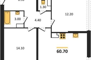 Фото №1: 2-комнатная квартира 60 м², 15/16 эт. - Краснодар, мкр. жилой комплекс Самолёт-6,