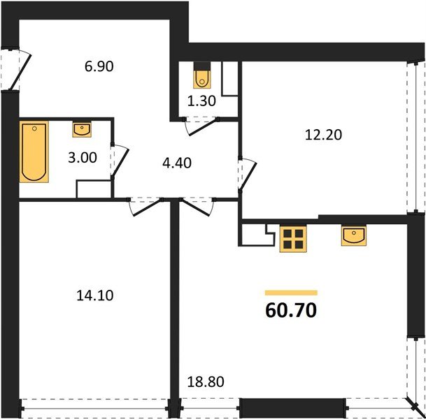 Фото №1: 2-комнатная квартира 60&nbsp;м², 15/16&nbsp;эт. - Краснодар, Прикубанский внутригородской округ, мкр. жилой комплекс Самолёт-6