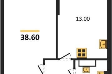 Фото №1: 1-комнатная квартира 38 м², 9/16 эт. - Краснодар, мкр. жилой комплекс Самолёт-6,