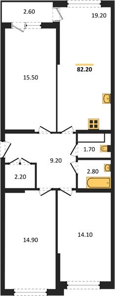 Фото №1: 3-комнатная квартира 82&nbsp;м², 12/16&nbsp;эт. - Краснодар, Прикубанский внутригородской округ, мкр. жилой комплекс Самолёт-6
