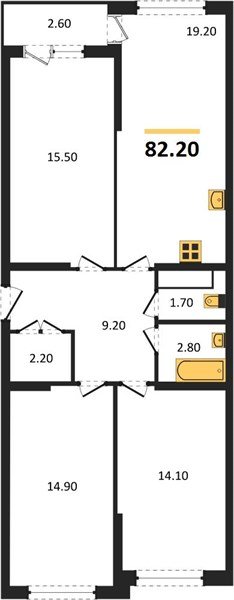 Фото №1: 3-комнатная квартира 82&nbsp;м², 13/16&nbsp;эт. - Краснодар, Прикубанский внутригородской округ, мкр. жилой комплекс Самолёт-6